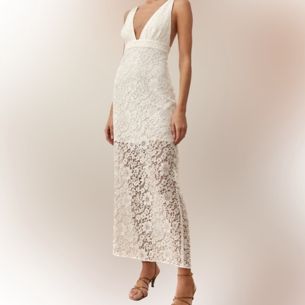 Reformation Aigio Size 4 White Lace Dress